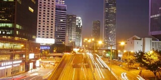 从早到晚的香港城市和街道交通的延时