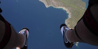 滑翔机的脚，下面是岛屿和海洋
