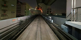 4K东京列车延时。日本东京台场的单轨列车运输。