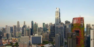 日落在世纪城市天际线在新加坡旋转时间推移