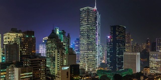 中国从早到晚灯光香港办公大楼全景4k时间推移