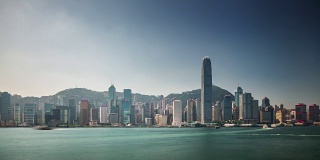 中国香港晴天水上交通城市全景4k时间推移
