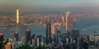 中国日落屋顶香港城市湾全景4k时间推移