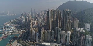 中国晴天香港城湾坚尼地城航拍全景4k