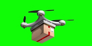 无人机Quadrocopter递送包裹-绿屏-快速自动无人机递送