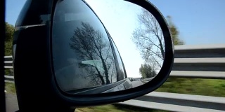 从镜子里看意大利高速公路上的交通