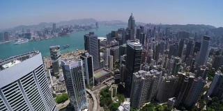 美丽晴朗的天空香港城市航拍。
