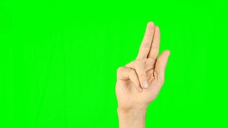 手势与2指前视图绿色背景。点击，双击，滑动，上下，右，左，按住，拖动，捏，触摸手指手势。绿色屏幕上多点触控手势。也有后视图。视频素材模板下载