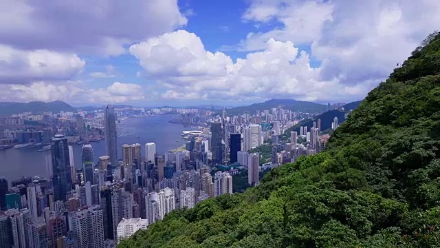 香港城市的天际线和海港。