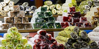 土耳其软糖在展示店里。