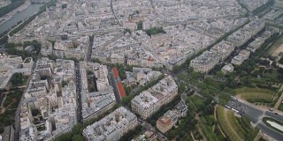 巴黎的城市景观，法国Ile de France，巴黎的主要景点-战神广场，蒙帕纳斯山，国家荣军院酒店-倾斜下来