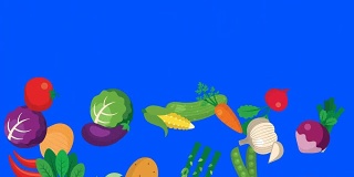 卡通蔬菜落在阿尔法频道