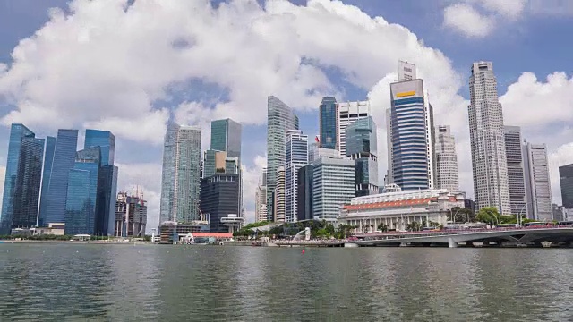 新加坡滨海湾天际线，新加坡，4K时间流逝