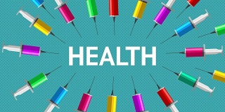 "健康"这个词还有很多里面有有色液体的注射器