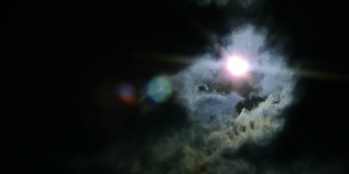 天空中的日食。透过云层的日食