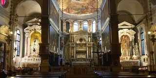 意大利威尼斯城著名大教堂内部全景4k