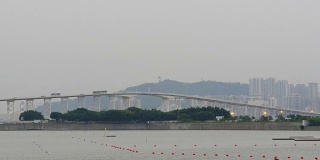 中国澳门城岛暮光桥水上交通4k