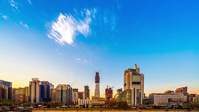 中国北京的摩天大楼。4k时光流逝