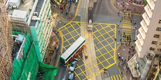 中国天台香港下十字路口建设全景4k时间推移