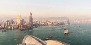 中国日落香港岛歌剧院屋顶全景4k时间推移