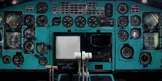 Old passenger plane cockpit console 4k