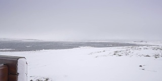 冰岛风景优美，自然冬雪严寒，旅游冷风雪灾