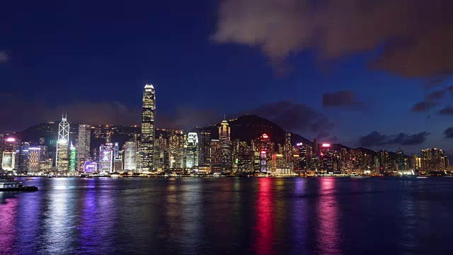 从维多利亚港拍摄的香港日落延时视频