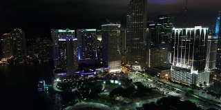 迈阿密市中心的航拍夜景