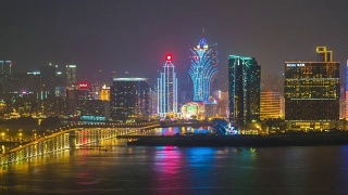 中国澳门岛桥交通大道著名的海湾酒店全景4k时间推移视频素材模板下载