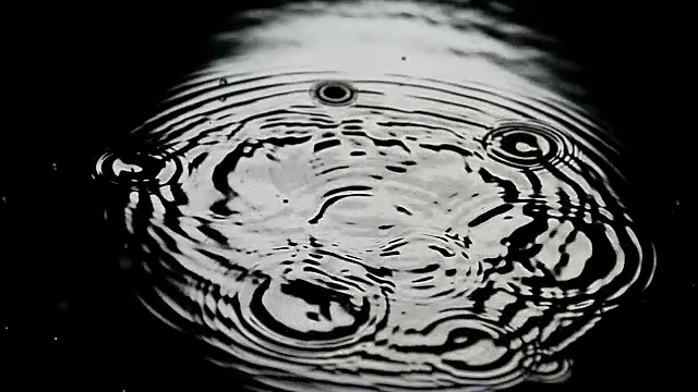 水滴落水，满月，慢镜头4K