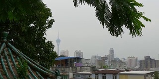 中国澳门城天台生活大厦白天时间全景4k