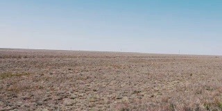 在俄罗斯卡尔梅克共和国的蓝天下，沙漠草原