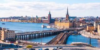 瑞典斯德哥尔摩城市景观的延时视频，延时4k