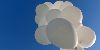 白色的气球和蓝色的天空作为背景