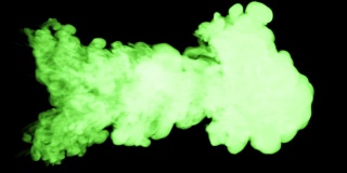 荧光鲜绿色水粉喷在水中，一滴墨即可。这是3d渲染镜头在墨色背景或墨色效果在合成与alpha通道，使用光磨