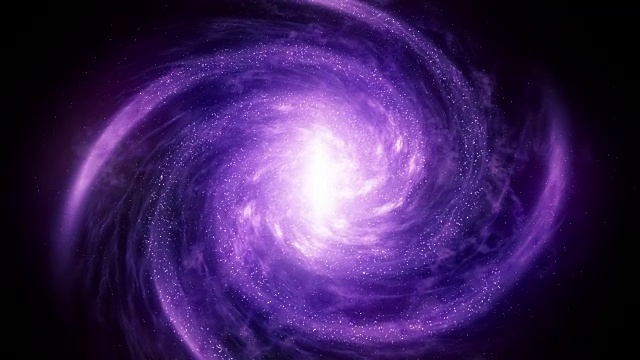 旋转紫色能量星系与星尘螺旋动画4k背景视频。