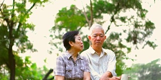 一对亚洲老夫妇正在进行严肃的讨论。生活规划，财务和家庭问题