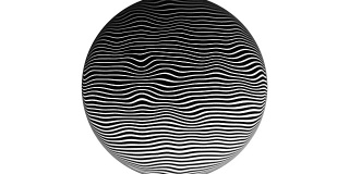 斑马线半色调图案纹理运动动画背景。4k。在白色的背景上，在一个圆圈里。