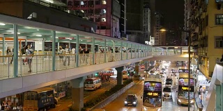 香港夜间交通及行人天桥