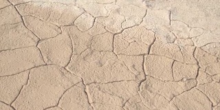 近距离观察:炎热阳光充足的沙漠中干裂的干旱土壤的细节
