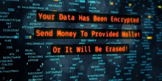 黑客信息要求在电脑屏幕上花钱，数据加密，进行网络攻击