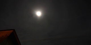 夜晚乌云中的满月