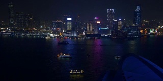 夜灯香港城市湾天台岛海港全景4k中国