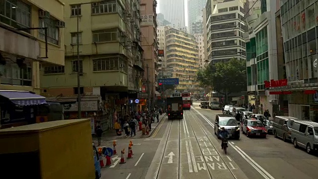 香港一天时间电车交通街道道路旅行全景4k中国