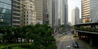 香港城市天光交通街道影子桥边全景4k中国