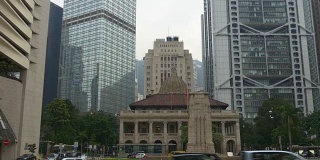 白天香港中心旧楼交通全景4k中国