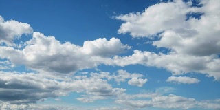 蓝天上有白云。Cloudscape自由运动。能量云间隔拍摄