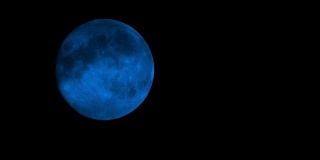 蓝月亮在多云的夜晚特写