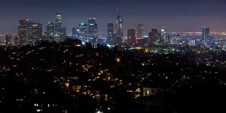 洛杉矶市中心拍摄夜间时光流逝(地球一小时)