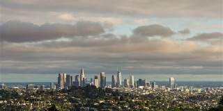 洛杉矶市中心和云朵冬日时光流逝